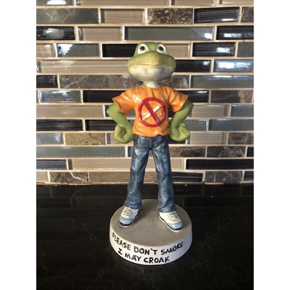 Please Don't Smoke I May Croak Frog‎ Figurine Frog Froggy Statue Figure - Picture 2 of 4